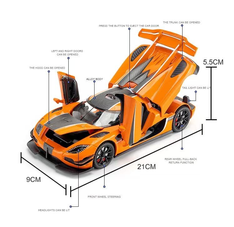 1/24 Koenigsegg one 1 Blue With Display Case By My Diecast Cars Almost Real Model Turbo Detail