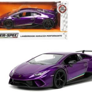 1/24 Jada Lamborghini Huracan Perfomante (Purple Metallic) "Hyper-Spec" Series Live Car Model Karson Diecast
