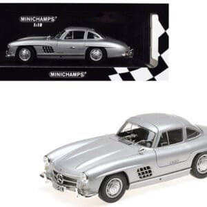 1/18 Minichamps 1955 Mercedes Benz 300 SL (W198) Silver Limited Edition Live Car Model Karson Diecast