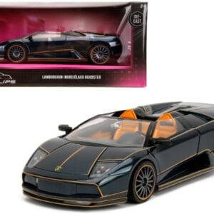 Lamborghini Murcielago Roadster Black Metallic with Orange Interior "Pink Slips" Series 1/24 Live Car Almost Real Model by Jada