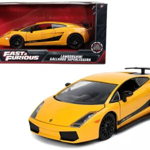 1/24 Jada Lamborghini Gallardo Superleggera Yellow with Black Stripes "Fast & Furious" Movie Live Car Almost Real Model