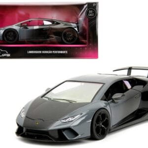 Lamborghini Huracan Perfomante Gray and Black Gradient with Carbon Hood "Pink Slips" Series 1/24 Live Car Almost Real Model by Jada