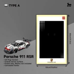 Wall Mount Display With LED For LEGO® Technic™ Porsche 911 RSR By Wicked Brick