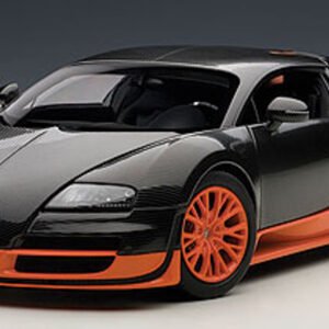 1/18 AUTOart BUGATTI VEYRON SUPER SPORT (CARBON BLACK/ORANGE SIDE SKIRTS) Live Car Model Karson Diecast 70936