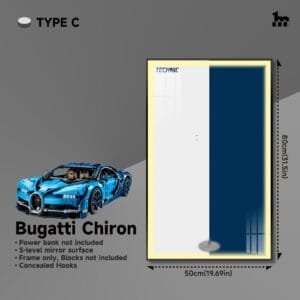 Wall Mount Display With LED For LEGO® Technic™ Bugatti Chiron 42083 By Wicked Brick