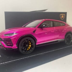 1/18 MR Collection Lamborghini Urus (Flash Gloss Pink) with Black Gloss Wheels & Yellow Calipers Live Car Model Karson Limited 10 Pieces
