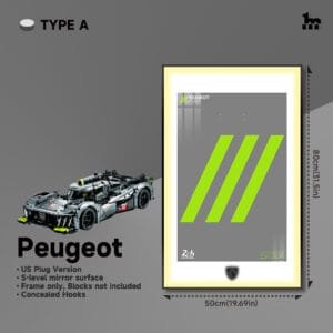 Wall Mount Display With LED For LEGO® Technic™ Peugeot By Wicked Brick