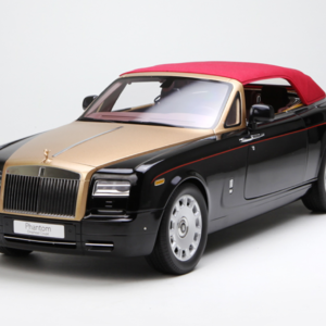 MISSING CONVERTIBLE TOP 1/12 Kyosho Rolls-Royce Phantom Drophead Coupe Convertible (Black w/ Golden Hood) w/ Lights Live Car Model Karson Diecast