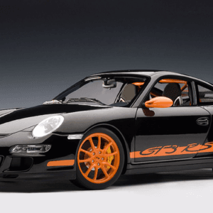 1/12 AUTOart PORSCHE 911 (997) GT3 RS - BLACK WITH ORANGE STRIPES Live Car Model Karson Diecast 12116