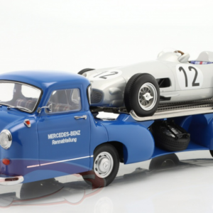 1/18 Werk83 Mercedes-Benz Racing Transporter Blue Wonder With Mercedes-Benz W196 #12 Live Car Model Karsons