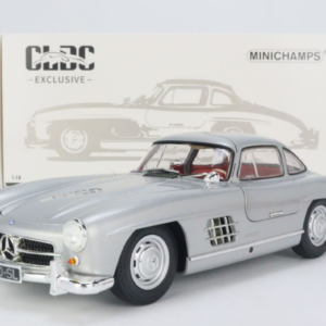 1/18 Minichamps 1954 Mercedes-Benz 300SL (W198I) (Silver with Red Interior) Live Car Model Karson Diecast
