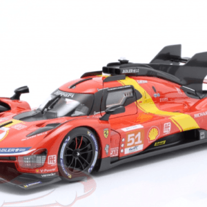 1/18 BBurago 2023 Ferrari 499P #51 Winner 24h LeMans Ferrari - AF Corse Alessandro Pier Guidi, James Calado, Antonio Giovinazzi Live Car Model Karson