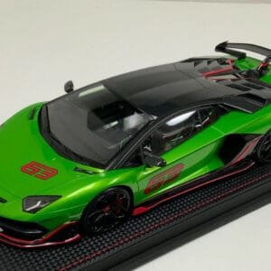 1/18 MR Collection Lamborghini Aventador SVJ 63 Special Edition (Verde Selvans Green with Red Livery) Resin Live Car Model Karson Limited 63 Pieces