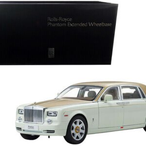 1/18 Kyosho Rolls-Royce Phantom Extended Wheelbase (EWB) (English White w/ Gold Hood) Live Car Model Karson Diecast