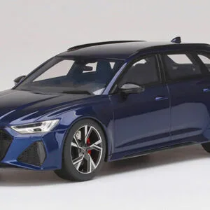 1/18 Top Speed 2021 Audi RS6 Avant Carbon Black Navarra Blue Metallic Resin Live Car Model Karson
