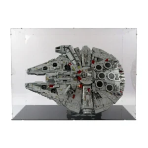 a model of a spaceship in a display case