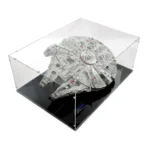 a model of a spaceship in a glass case