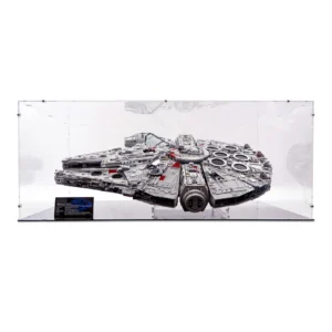 a model of a spaceship in a glass case