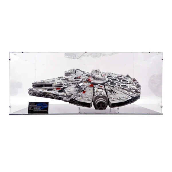 a model of a spaceship in a glass case